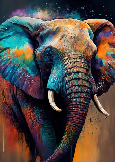 Vibrant Abstract Elephant Canvas Wall Art - InspiredGrabs.com